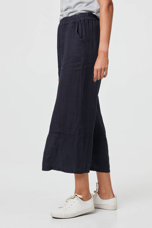 Navy | Floral High Waist Stretchy Crop Trousers
