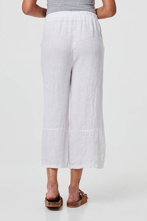 White | Floral High Waist Stretchy Crop Trousers
