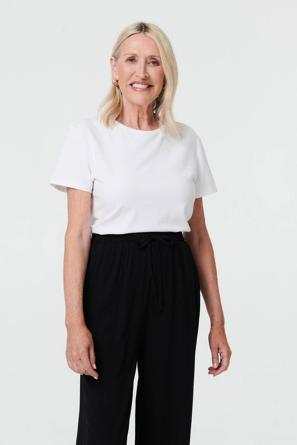 Black | Drawstring High Waist Wide Leg Trousers