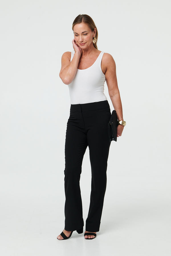 Black | High Waist Flared Slim Fit Trousers