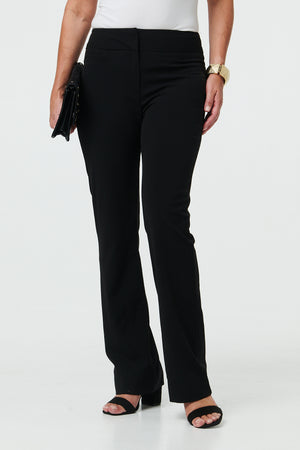 Black | High Waist Flared Slim Fit Trousers