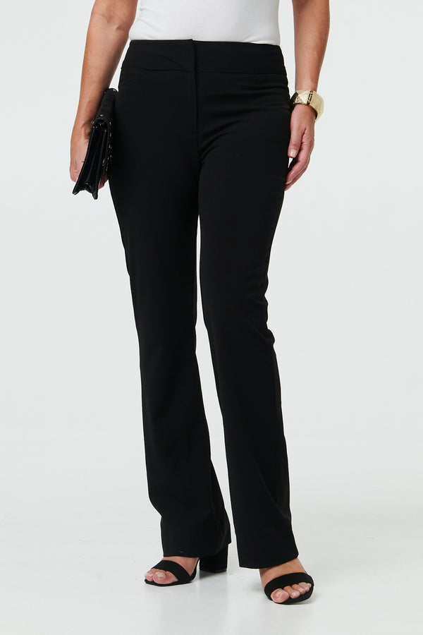 Black | High Waist Flared Slim Fit Trousers