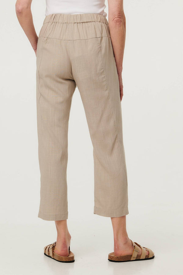 Linen | Drawstring Tie Front Relaxed Trousers