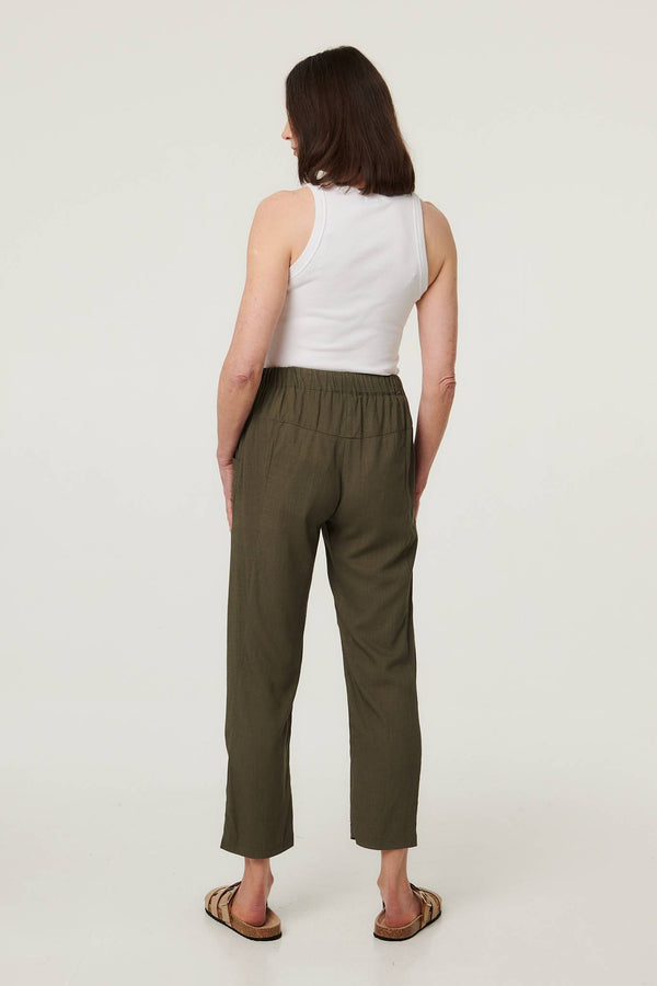 Sage | Drawstring Tie Front Relaxed Trousers