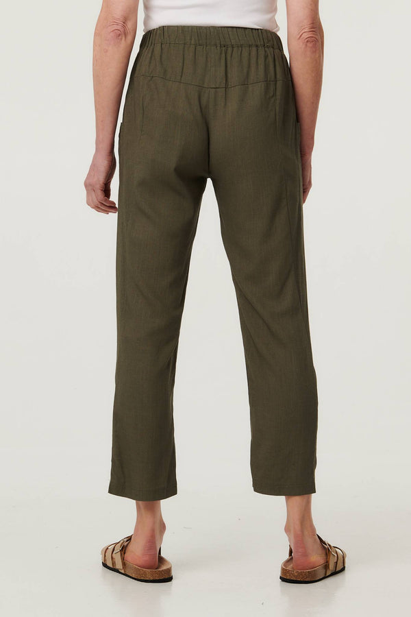 Sage | Drawstring Tie Front Relaxed Trousers