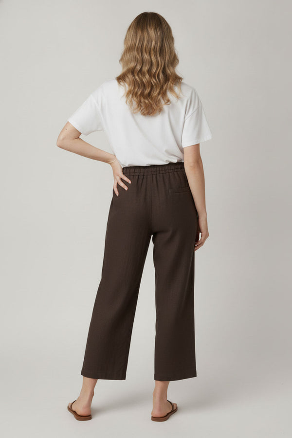 Brown | Drawstring High Waist Relaxed Trousers