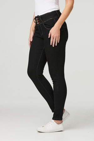 Black | Denim High Waist Skinny Jeans