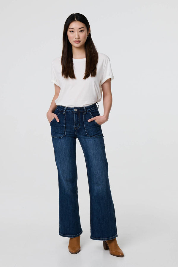 Blue | Denim Pocket Detail High Waist Jeans
