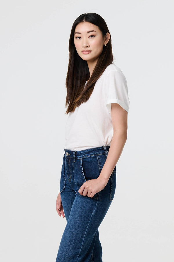 Blue | Denim Pocket Detail High Waist Jeans
