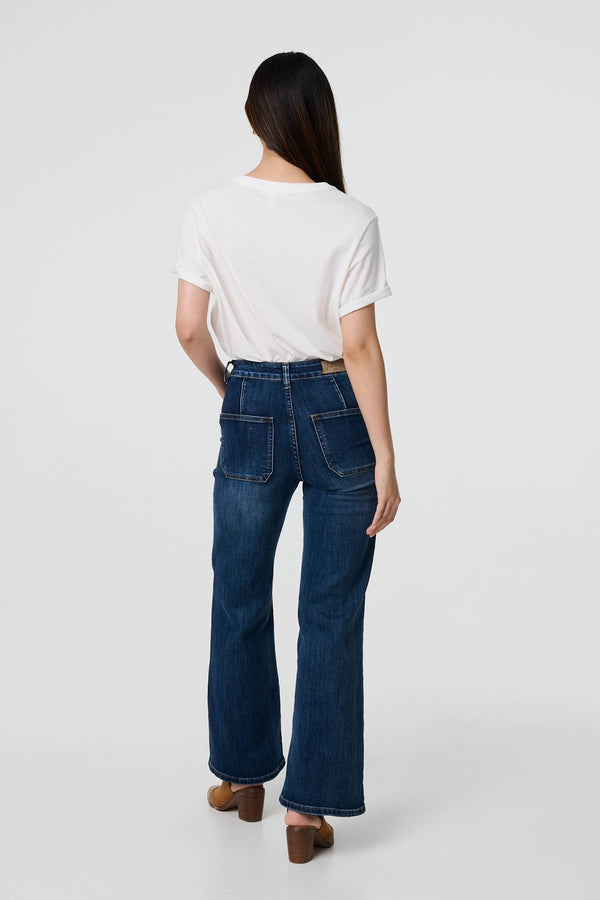 Blue | Denim Pocket Detail High Waist Jeans

