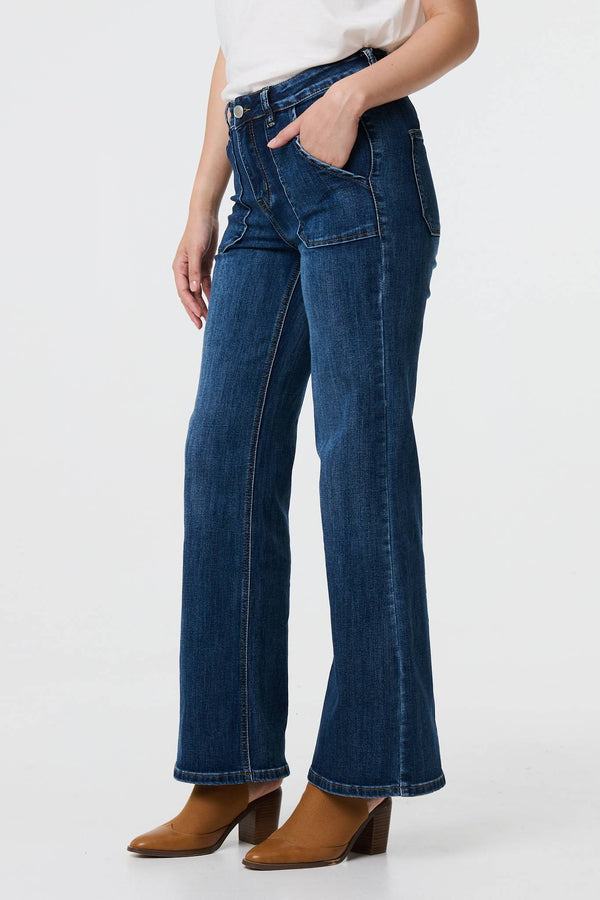 Blue | Denim Pocket Detail High Waist Jeans
