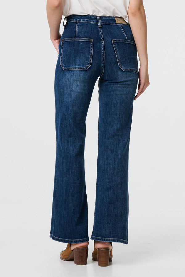Blue | Denim Pocket Detail High Waist Jeans
