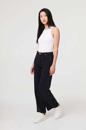 Black | High Waist Relaxed Wide Leg Jeans
