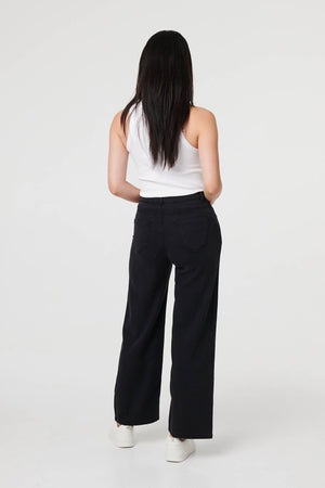 Black | High Waist Relaxed Wide Leg Jeans

