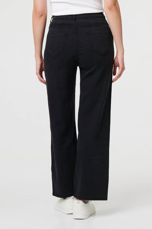 Black | High Waist Relaxed Wide Leg Jeans
