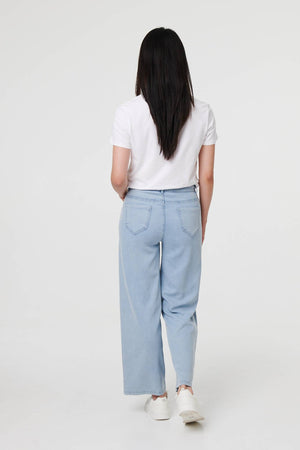 Blue | High Waist Relaxed Wide Leg Jeans

