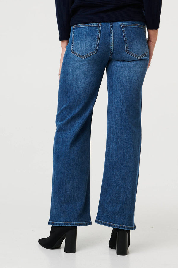 Blue | Diamante Embellished Straight Fit Jeans
