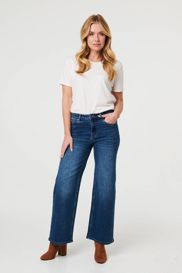 Blue | High Waist Wide Leg Jeans
