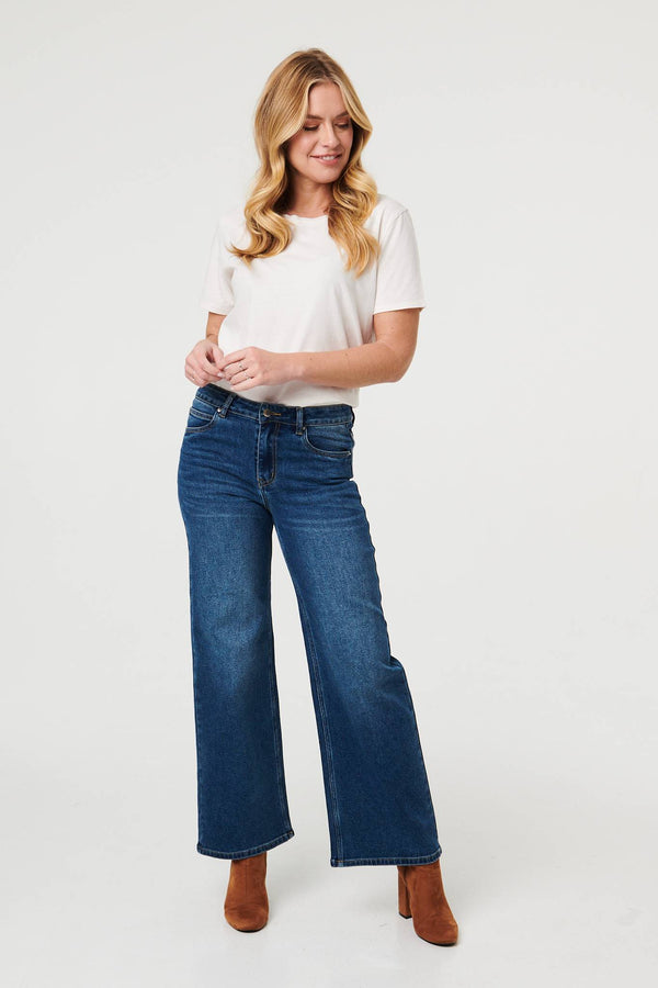 Blue | High Waist Wide Leg Jeans
