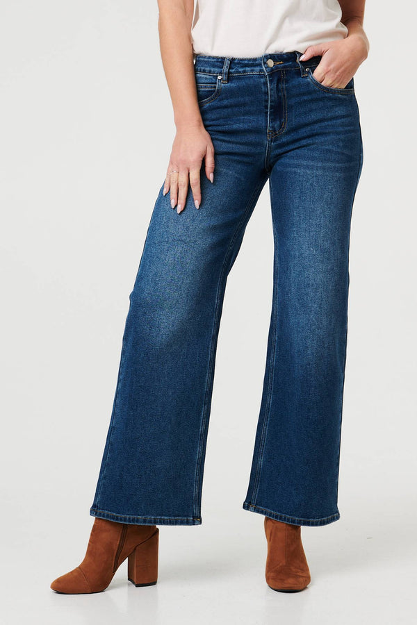 Blue | High Waist Wide Leg Jeans
