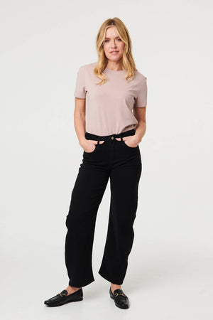 Black | High Waist Wide Barrel Fit Jeans
