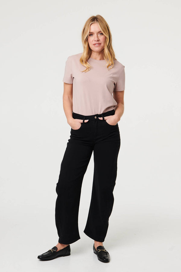 Black | High Waist Wide Barrel Fit Jeans
