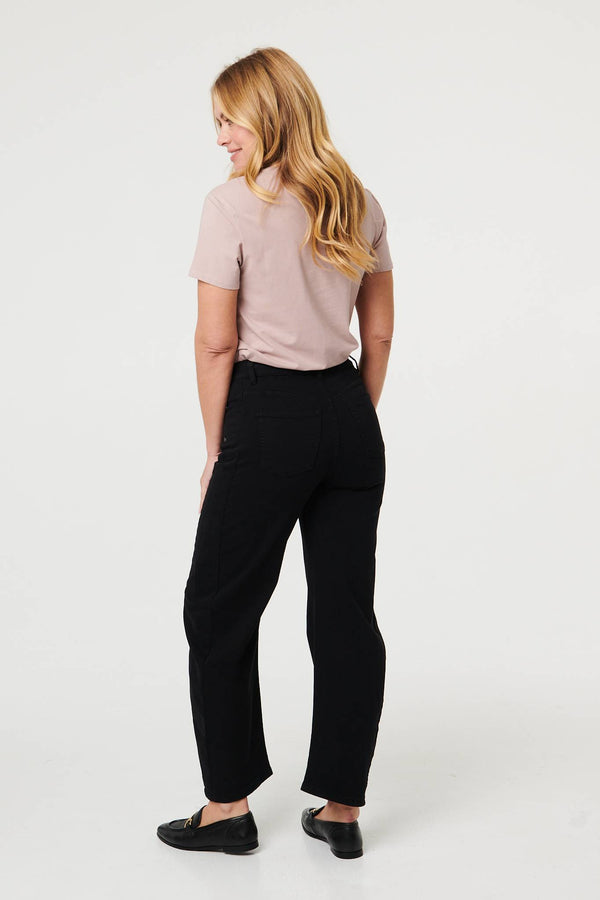 Black | High Waist Wide Barrel Fit Jeans
