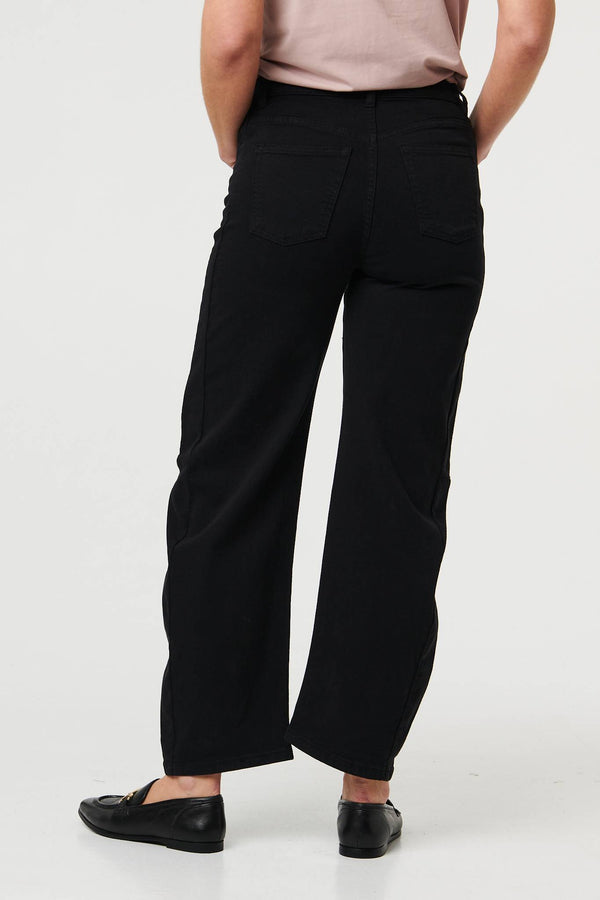 Black | High Waist Wide Barrel Fit Jeans
