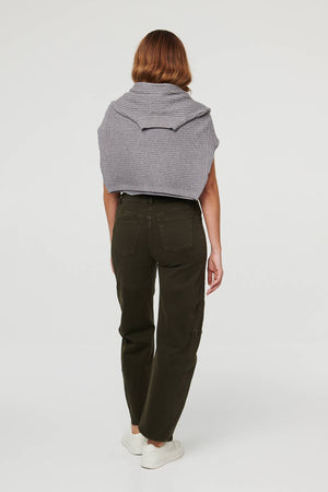 Khaki | High Waist Wide Barrel Fit Jeans
