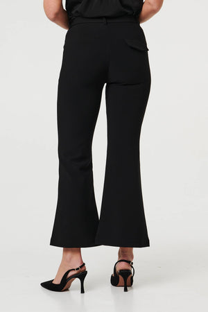 Black | High Waist Slim Flared Trousers
