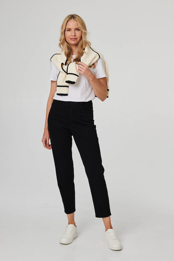 Black | High Waist Slim Fit Cropped Jeans

