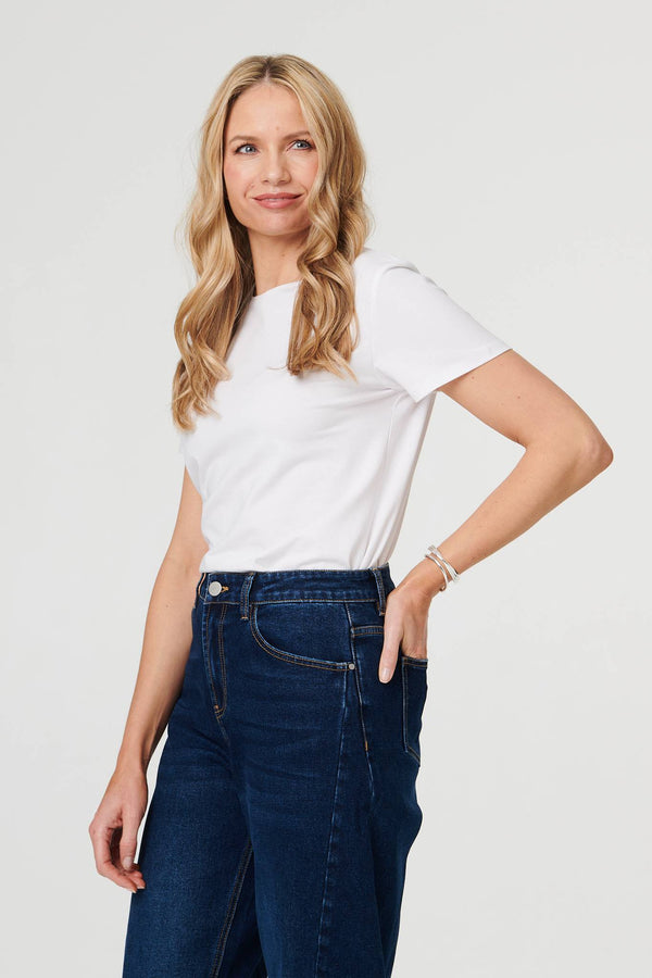 Blue | High Waist Cropped Barrel Leg Jeans
