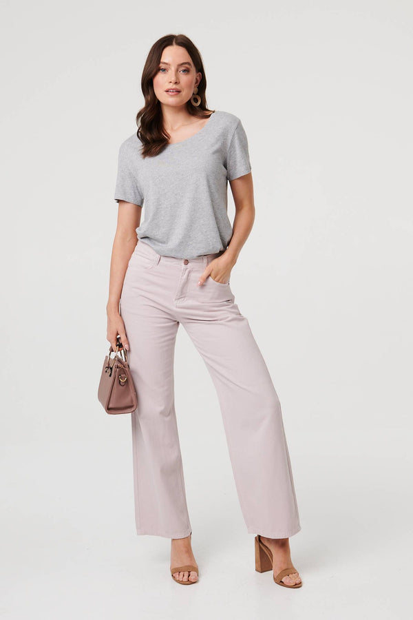 Pink | High Waist Straight Leg Jeans