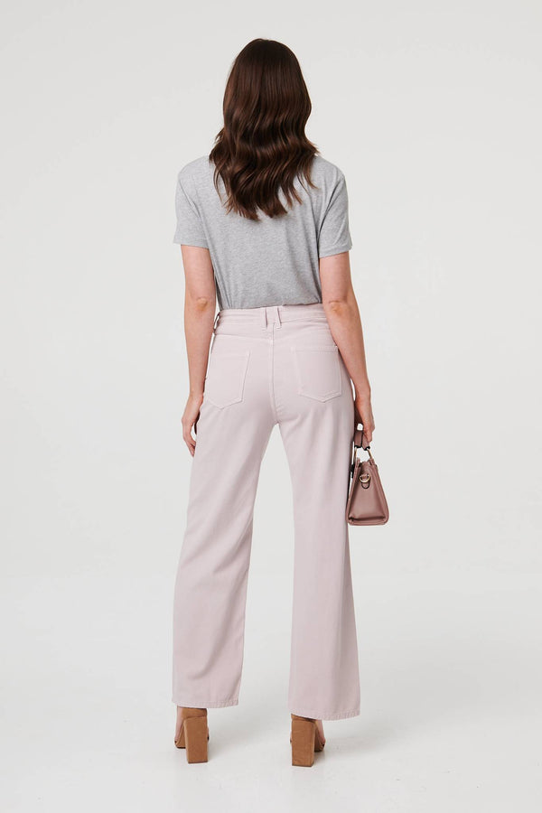 Pink | High Waist Straight Leg Jeans