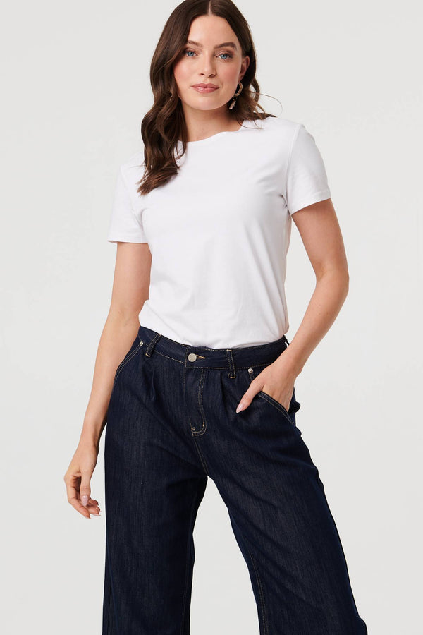 Black | High Waist Pleat Front Wide Leg Jeans