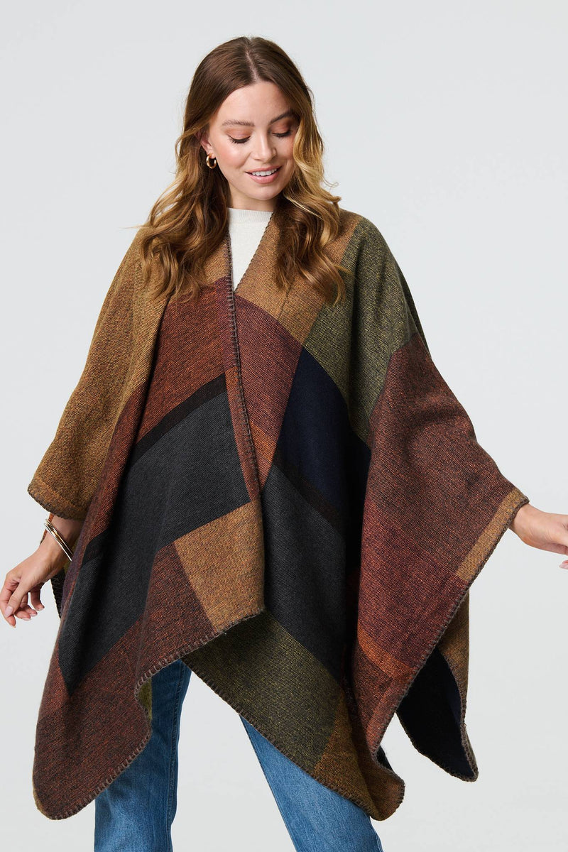 thumbnail image 2 of Shawls For Women Sakkas Lupe Womens Reversible Poncho Wrap Cape Shawl Sweater Coat Cardigan Pattern Ruana For Women 2 of 14