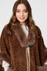 Brown | Printed Faux Fur Trim Cape Coat
