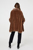 Brown | Printed Faux Fur Trim Cape Coat

