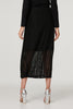 Black | Metallic High Waist Maxi Skirt