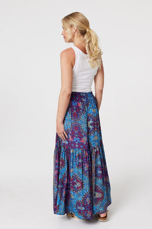 Blue | Paisley High Waist Maxi Skirt