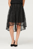 Black | Lace High Low Midi Skirt