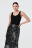 Black | Sparkly Striped Mesh Layer Midi Skirt
