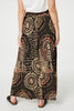 Black | Aztec Print A-Line Belt Maxi Skirt