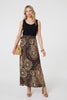 Black | Aztec Print A-Line Belt Maxi Skirt