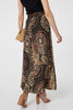 Black | Aztec Print A-Line Belt Maxi Skirt