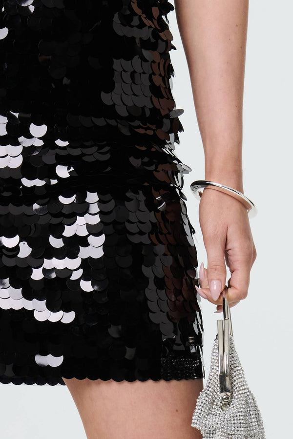 Black | Sequin Embellished High Waist Mini Skirt
