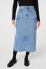 Blue | Denim High Waist Midi Cargo Skirt
