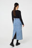 Blue | Denim High Waist Midi Cargo Skirt
