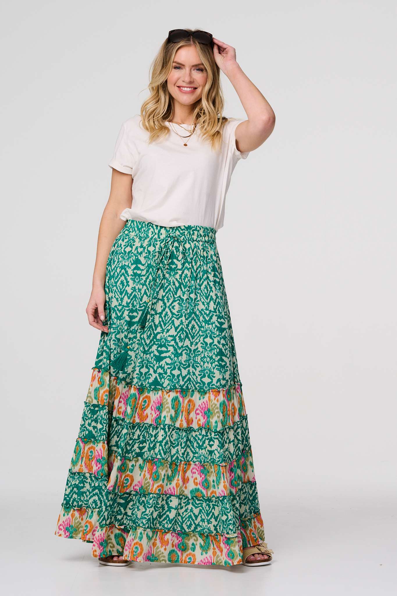 Patchwork High Waist Maxi Skirt | Izabel London