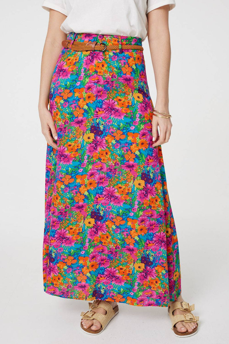 Marx Womens Multicoloured Geometric Viscose A-Line Skirt Size L Marx Womens Multicoloured Geometric Viscose A-Line Skirt Size L